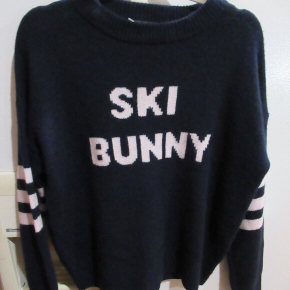 360 Cashmere Ski Bunny Sweater rare navy M euc - Picture 1 of 3